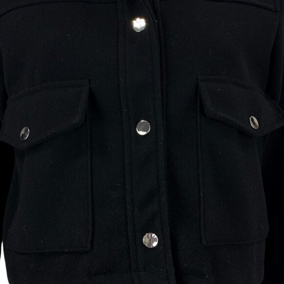 ZARA | Black Cropped Wool-Blend Utility Jacket | Silver Hardware | Size S - Picture 3 of 9